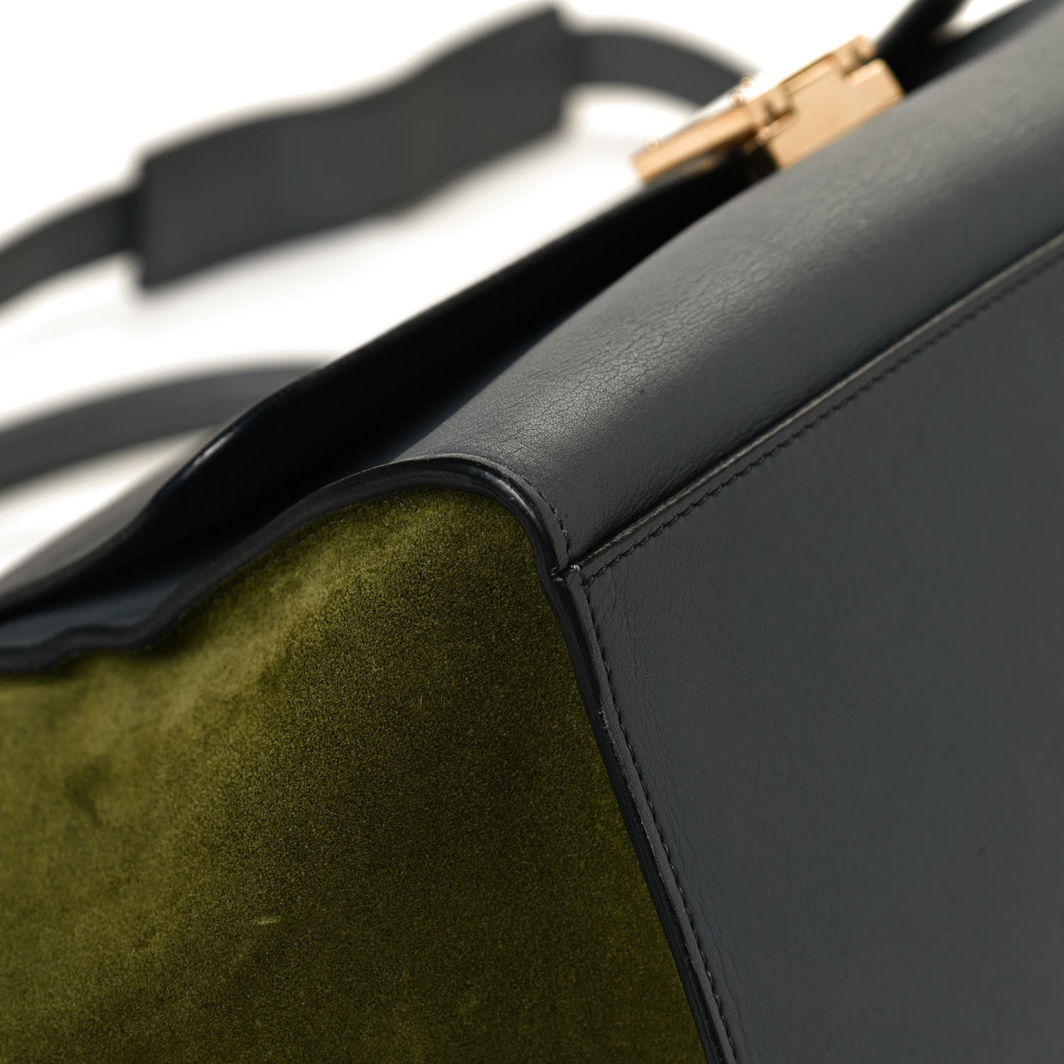 Celine Calfskin Suede Medium Tri-Color Trapeze Green 10 of 13