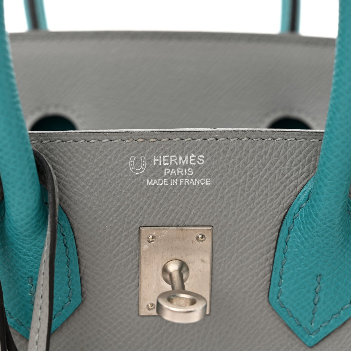 Epsom Horseshoe Birkin 25 Gris Mouette Bleu Paon