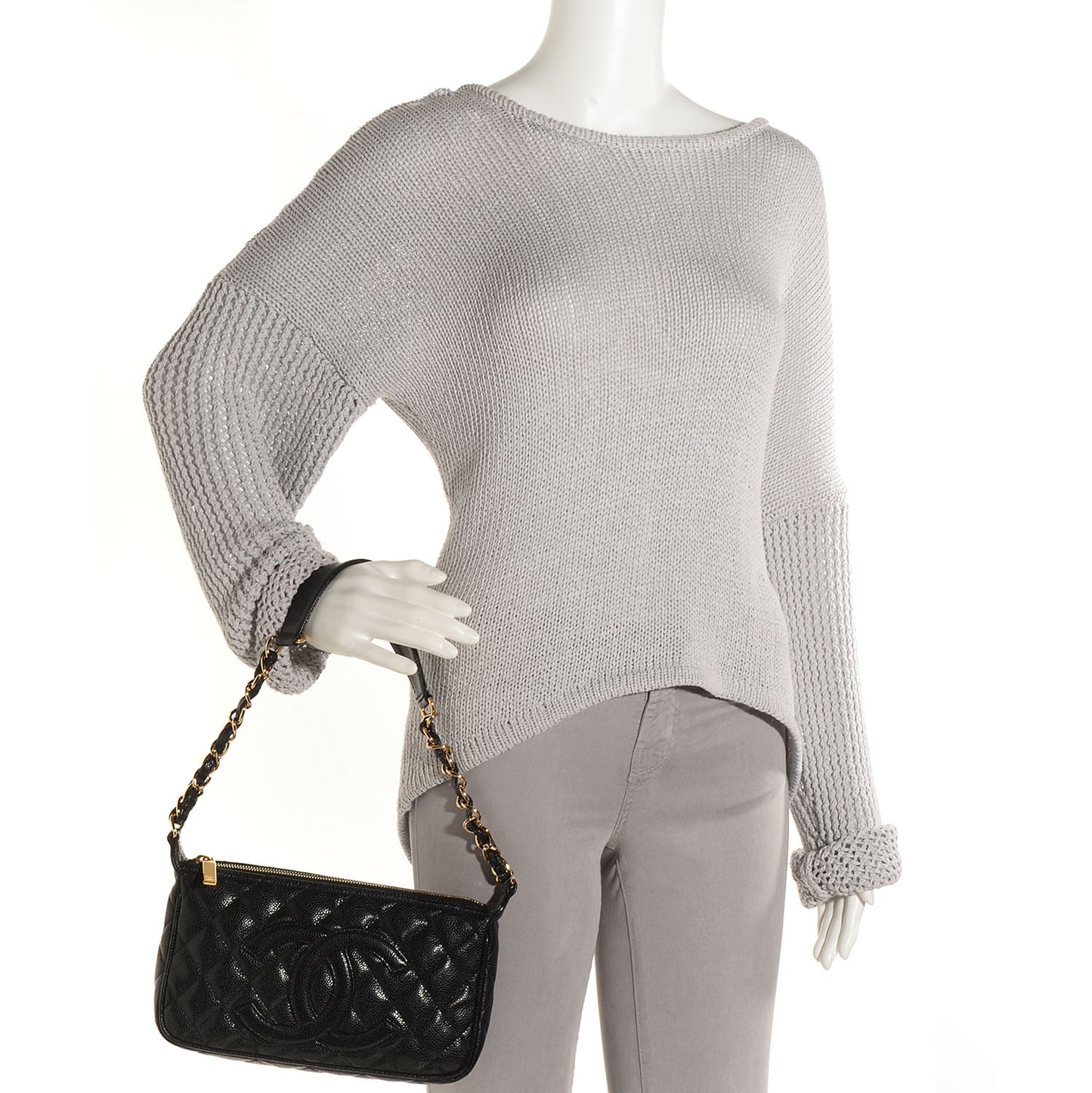 Caviar Quilted Pochette Black
