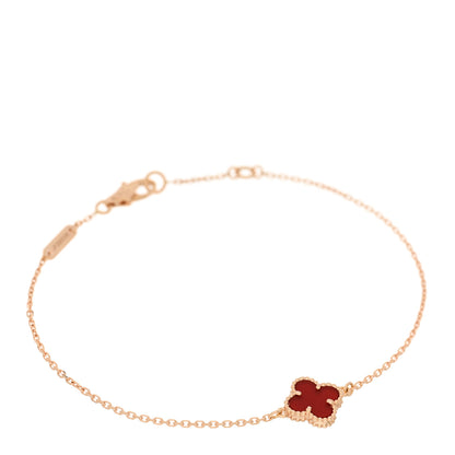 Van Cleef & Arpels 18K Rose Gold Carnelian Sweet Alhambra Bracelet 1 of 4