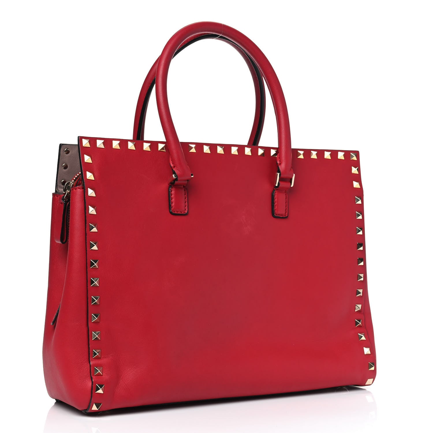 Valentino Garavani Vitello Small Rockstud Top Handle Tote Cyclamin 2 of 6