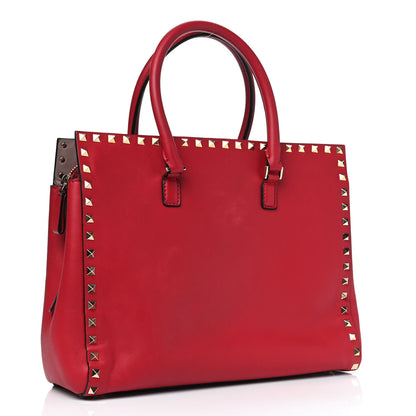 Valentino Garavani Vitello Small Rockstud Top Handle Tote Cyclamin 2 of 6