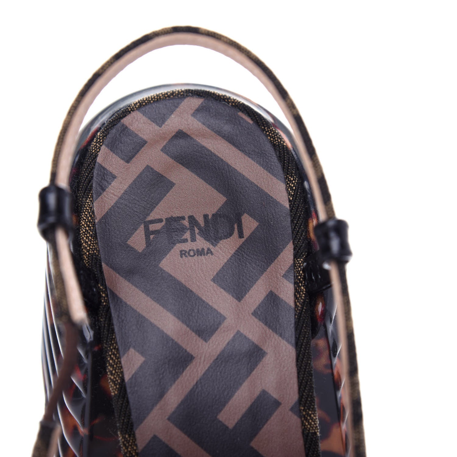 Fendi Jacquard Calfskin FF Tortoise Promenade Slingback Loafer Pumps 35.5 Tobacco 8 of 10