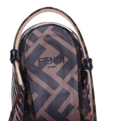 Fendi Jacquard Calfskin FF Tortoise Promenade Slingback Loafer Pumps 35.5 Tobacco 8 of 10