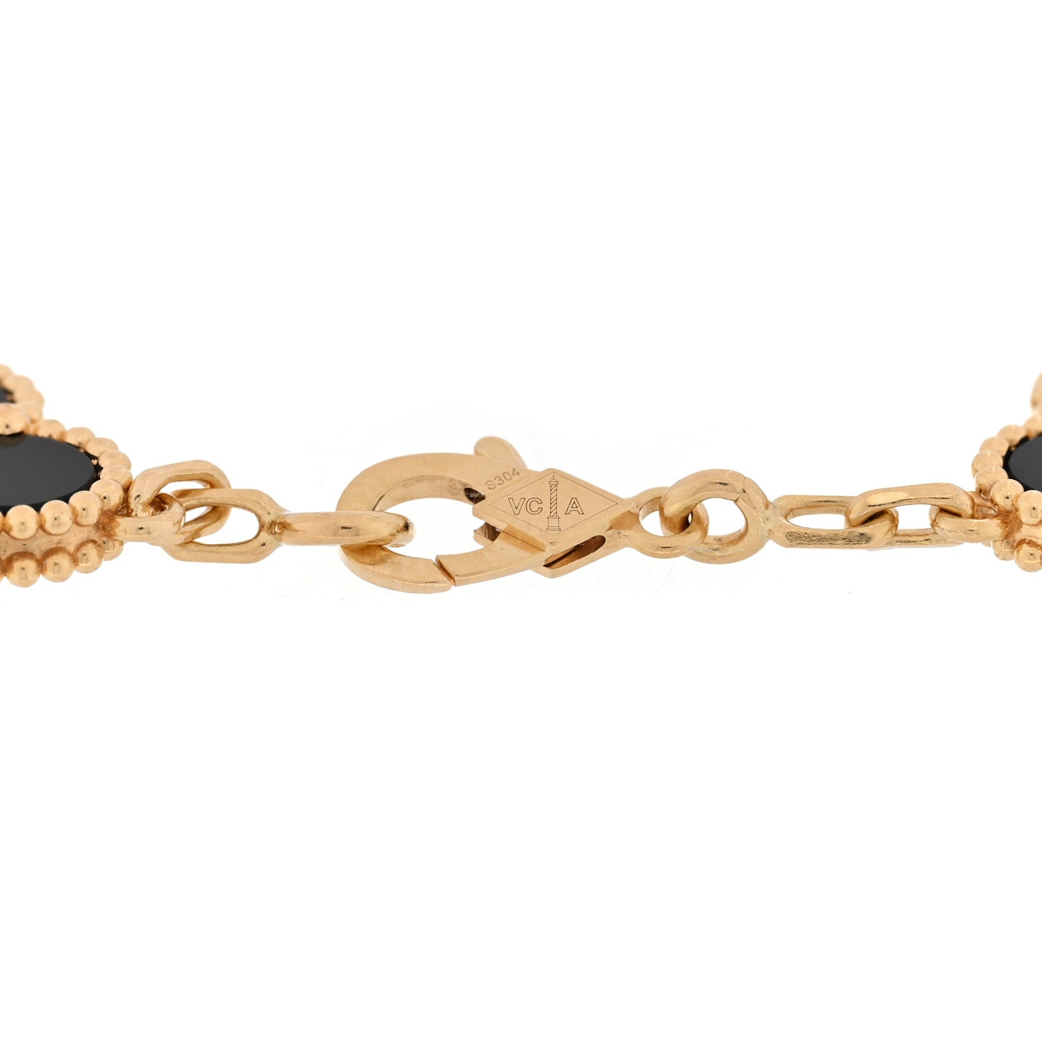 Van Cleef & Arpels 18K Yellow Gold Black Onyx 5 Motifs Vintage Alhambra Bracelet 3 of 3