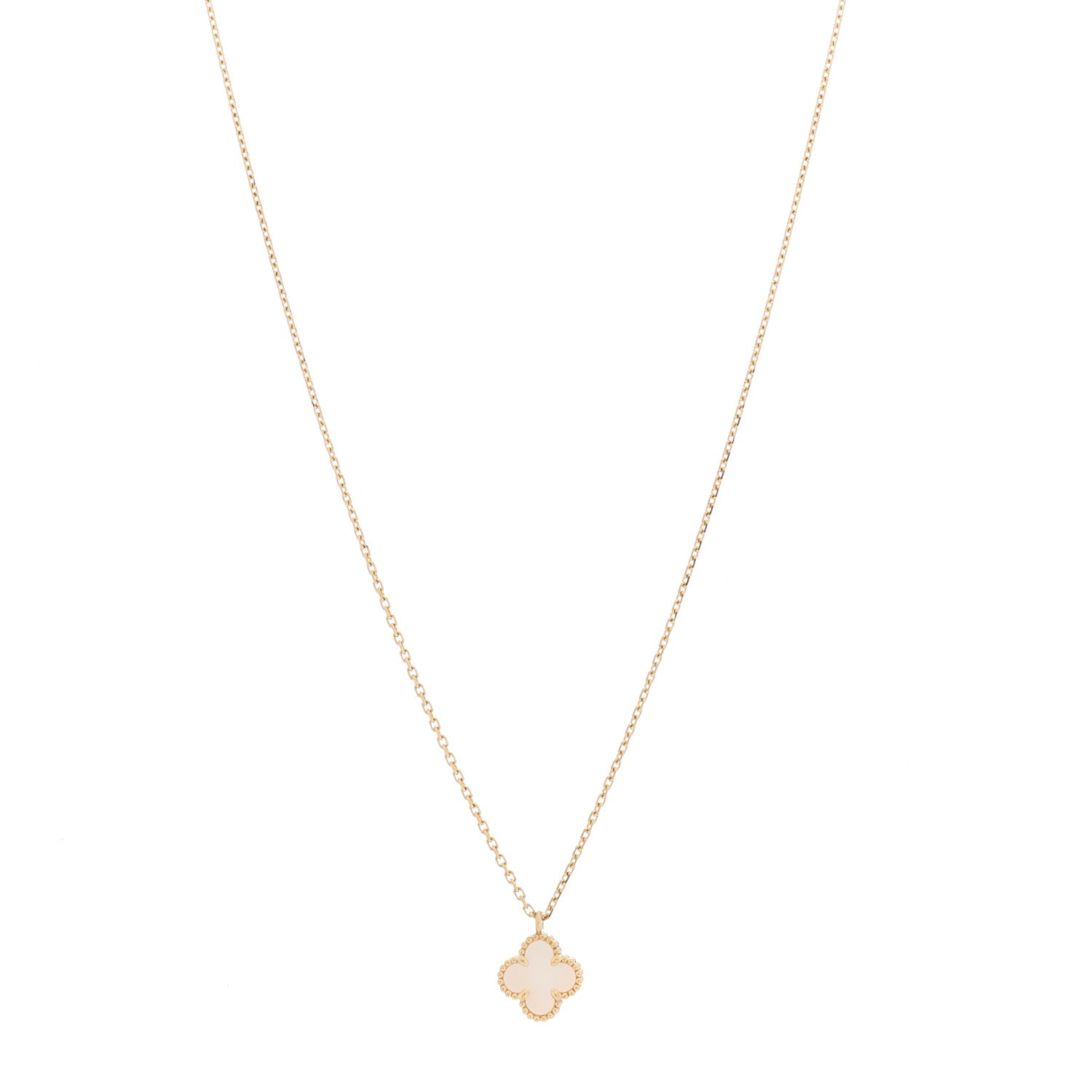Van Cleef & Arpels 18K Yellow Gold Mother of Pearl Sweet Alhambra Pendant Necklace 1 of 5