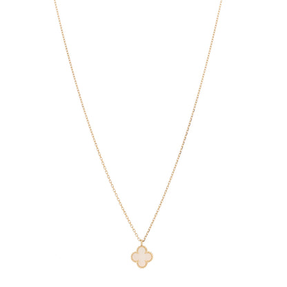 Van Cleef & Arpels 18K Yellow Gold Mother of Pearl Sweet Alhambra Pendant Necklace 1 of 5
