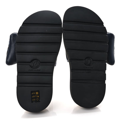 Louis Vuitton Nylon Monogram Womens Pool Pillow Comfort Mules 37 Navy Blue 5 of 8