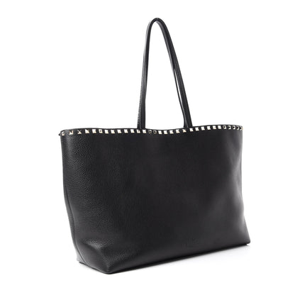 Valentino Garavani Grained Calfskin Rockstud Shoulder Tote Black 3 of 9