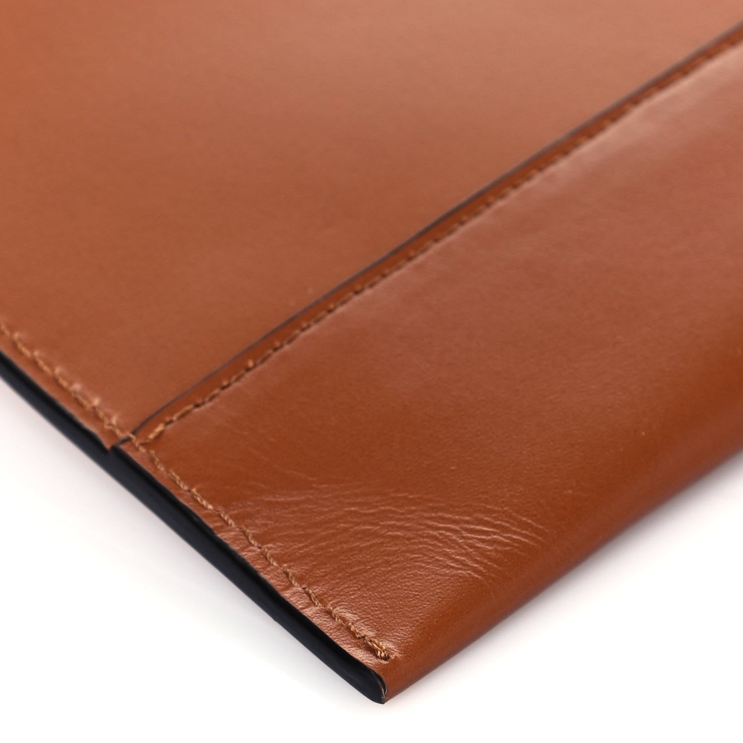 Fendi Vitello King Logo Embossed Large Flat Pouch Cuoio 10 of 12