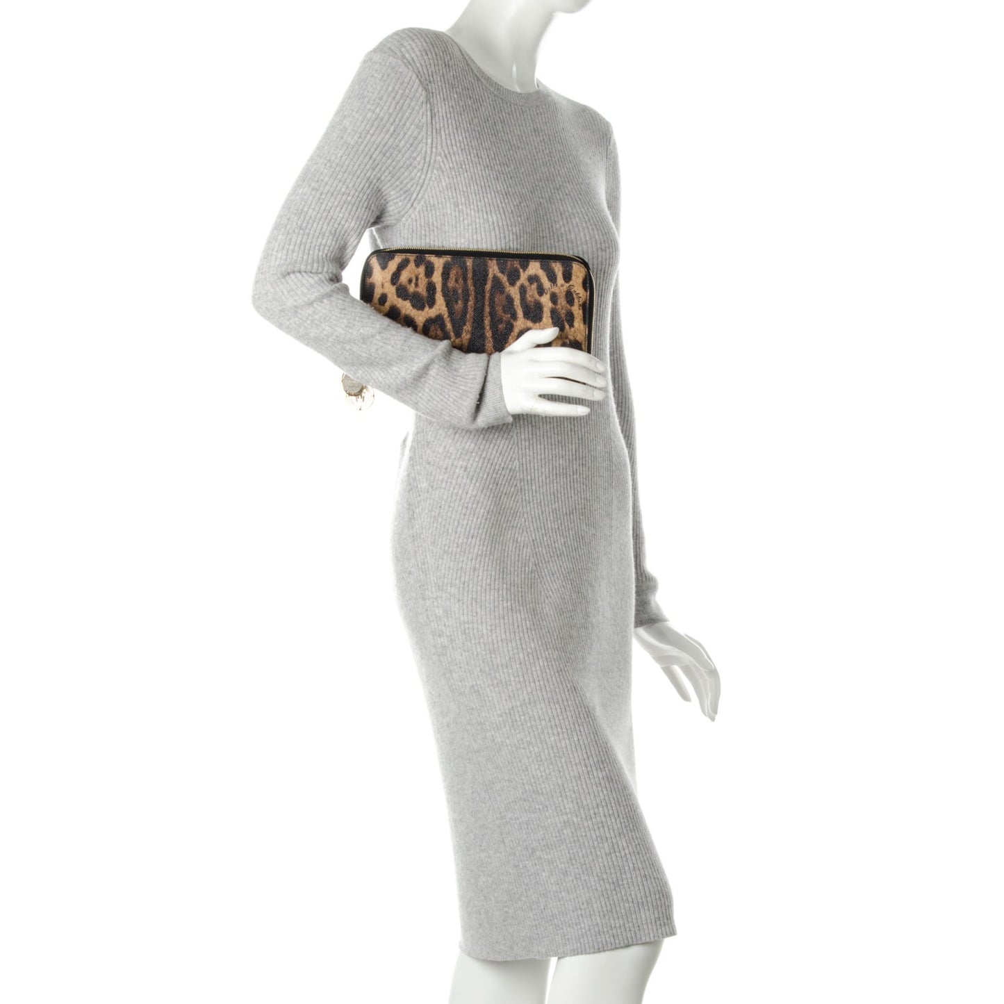 Dauphine Crespo Leopard Print Zip Around Pochette Naturale