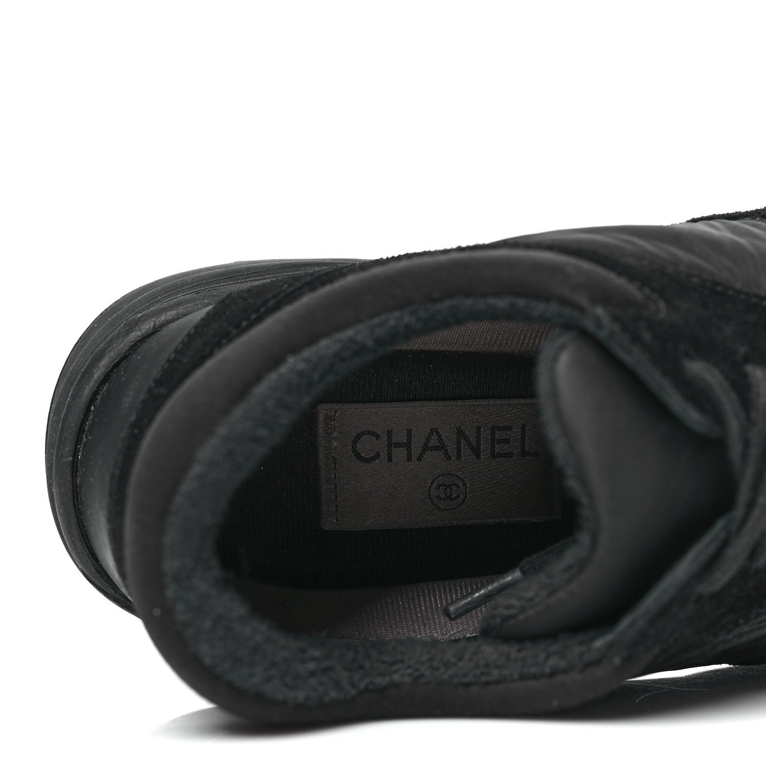 Chanel Fabric Calfskin Suede CC Sneakers  37.5 Black 7 of 8