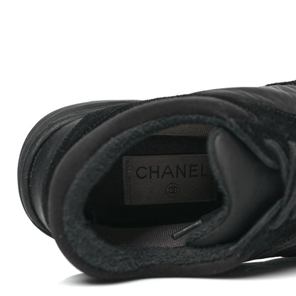Chanel Fabric Calfskin Suede CC Sneakers  37.5 Black 7 of 8