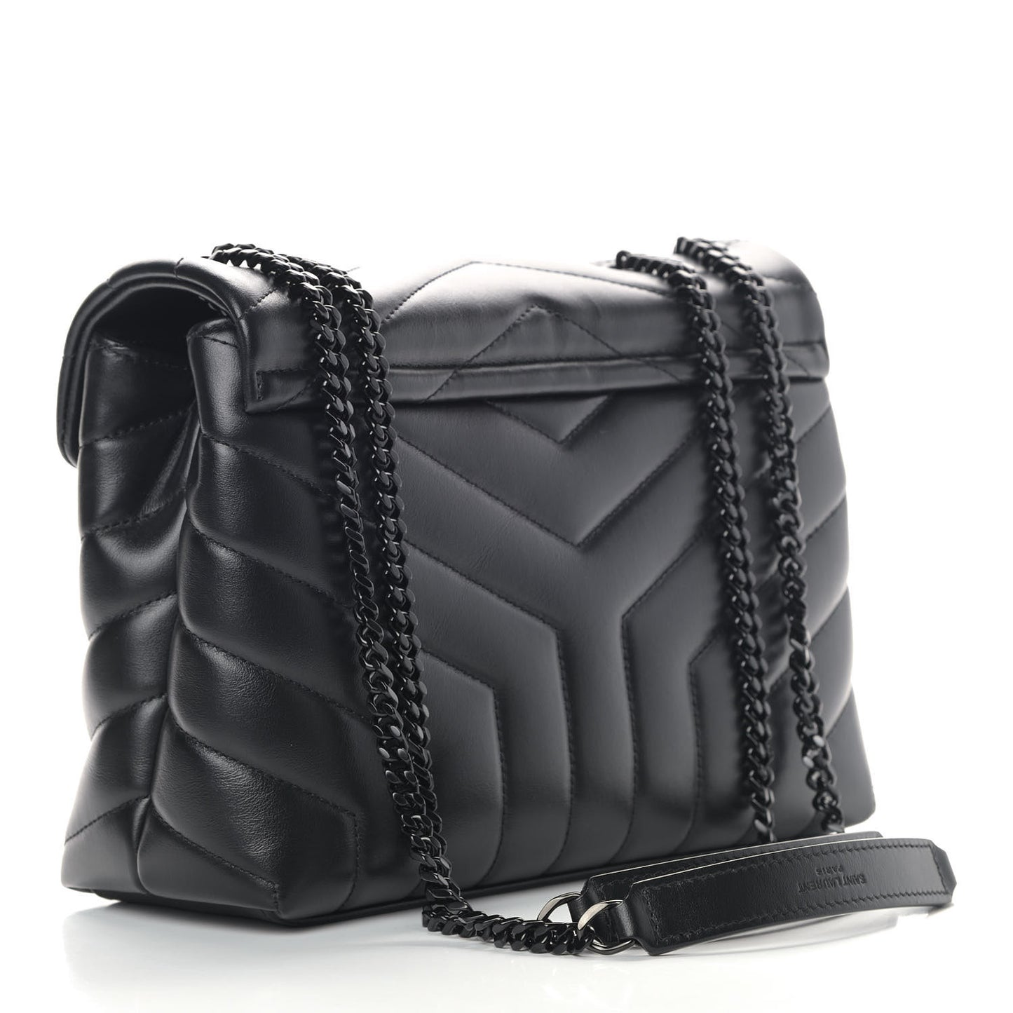Calfskin Y Quilted Monogram Small Loulou Chain Satchel Black