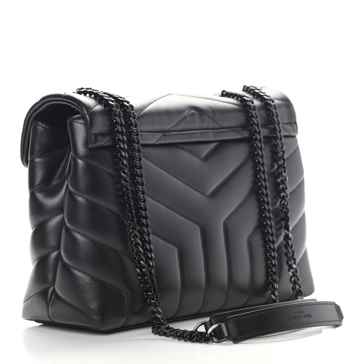 Saint Laurent Calfskin Y Quilted Monogram Small Loulou Chain Satchel Black 2 of 10