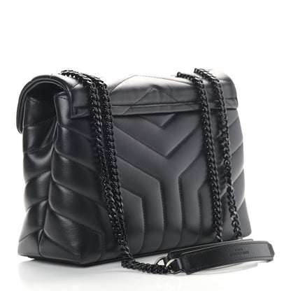 Saint Laurent Calfskin Y Quilted Monogram Small Loulou Chain Satchel Black 2 of 10