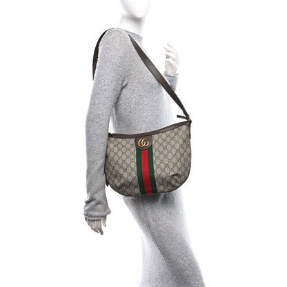 Gucci GG Supreme Monogram Web Small Ophidia Half Moon Hobo Brown 2 of 11
