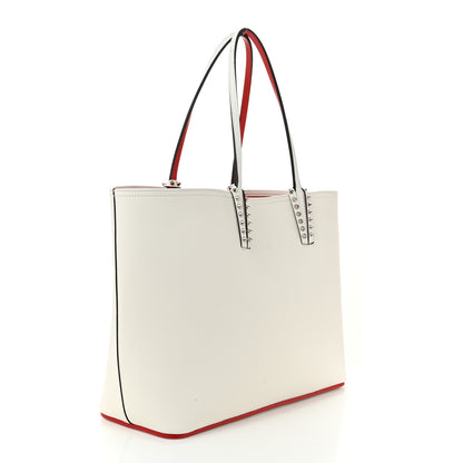 Christian Louboutin Calfskin Spikes Large East West Cabata Tote Snow 4 of 12