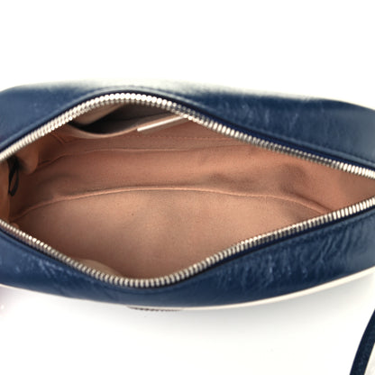 Gucci Vintage Effect Calfskin Matelasse Diagonal Small Torchon GG Marmont Chain Shoulder Bag Blue Agata Mystic White 5 of 11