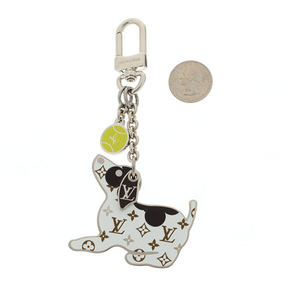 Louis Vuitton Metal Monogram Dog Bag Charm Key Holder Silver 2 of 4