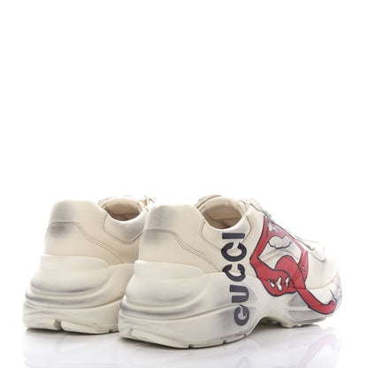Gucci Calfskin Mouth Print Womens Rhyton Sneakers 38 Ivory 4 of 8