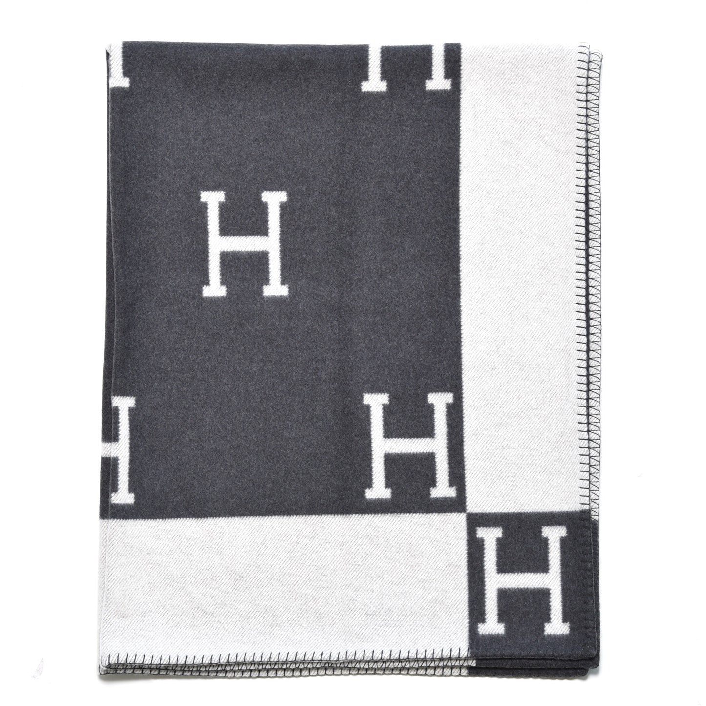 Wool Cashmere Avalon Blanket Ecru Gris Fonce