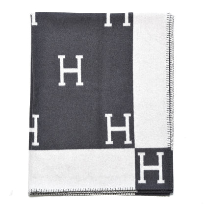 Hermes Wool Cashmere Avalon Blanket Ecru Gris Fonce 1 of 5