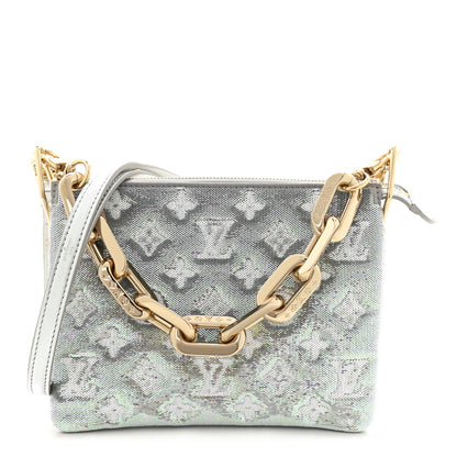 Louis Vuitton Satin Sequin Embroidered Monogram Coussin BB Silver 1 of 9