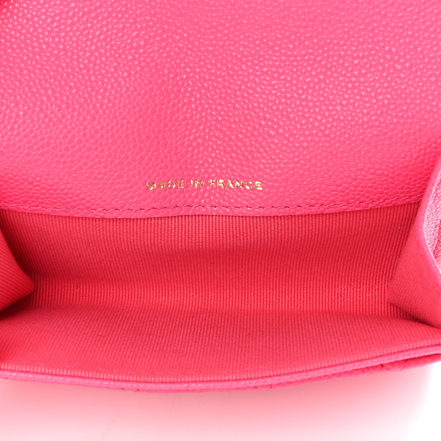 Caviar Quilted Flap Card Holder Wallet Fuchsia