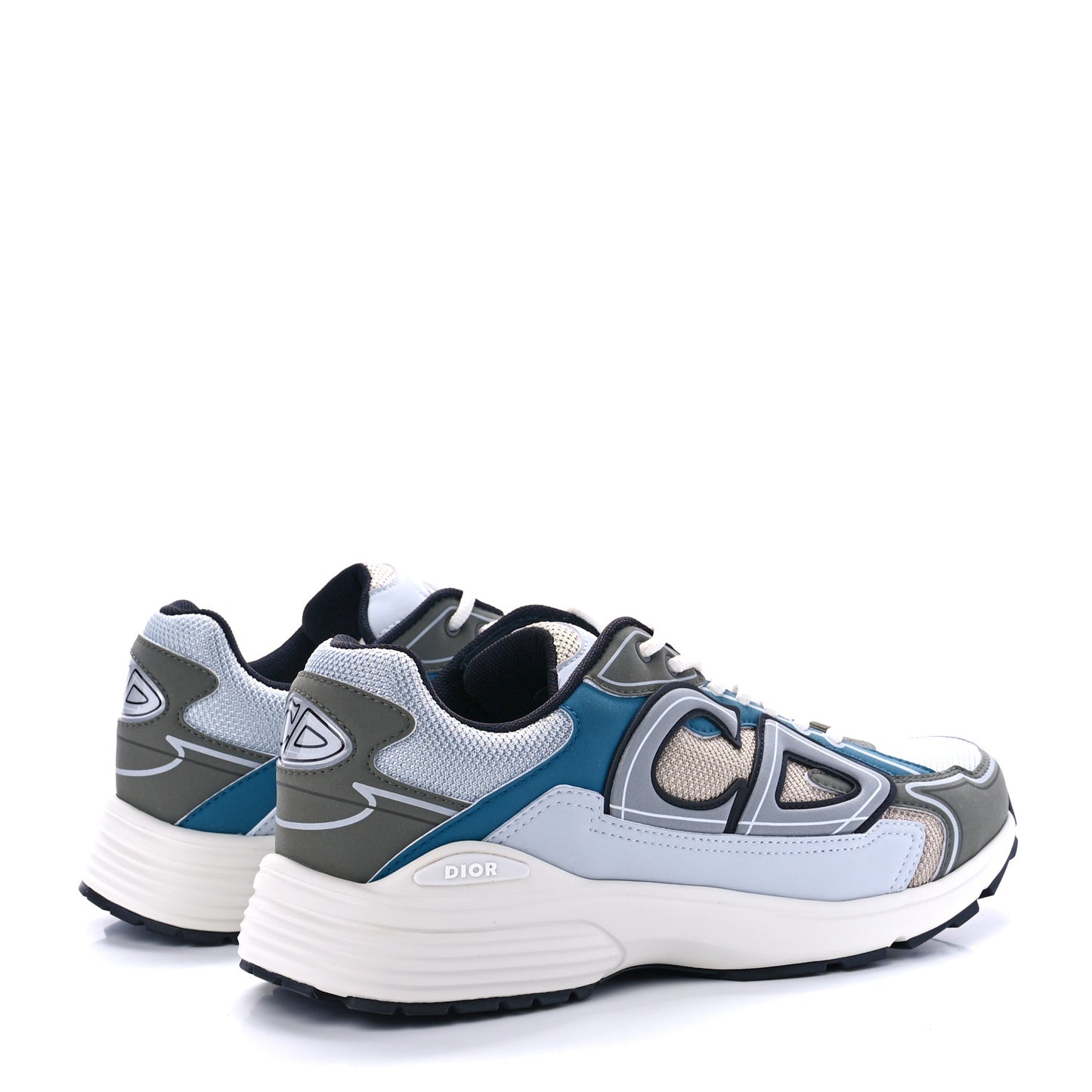 Technical Mesh Calfskin Mens B30 Sneakers 42 White Blue