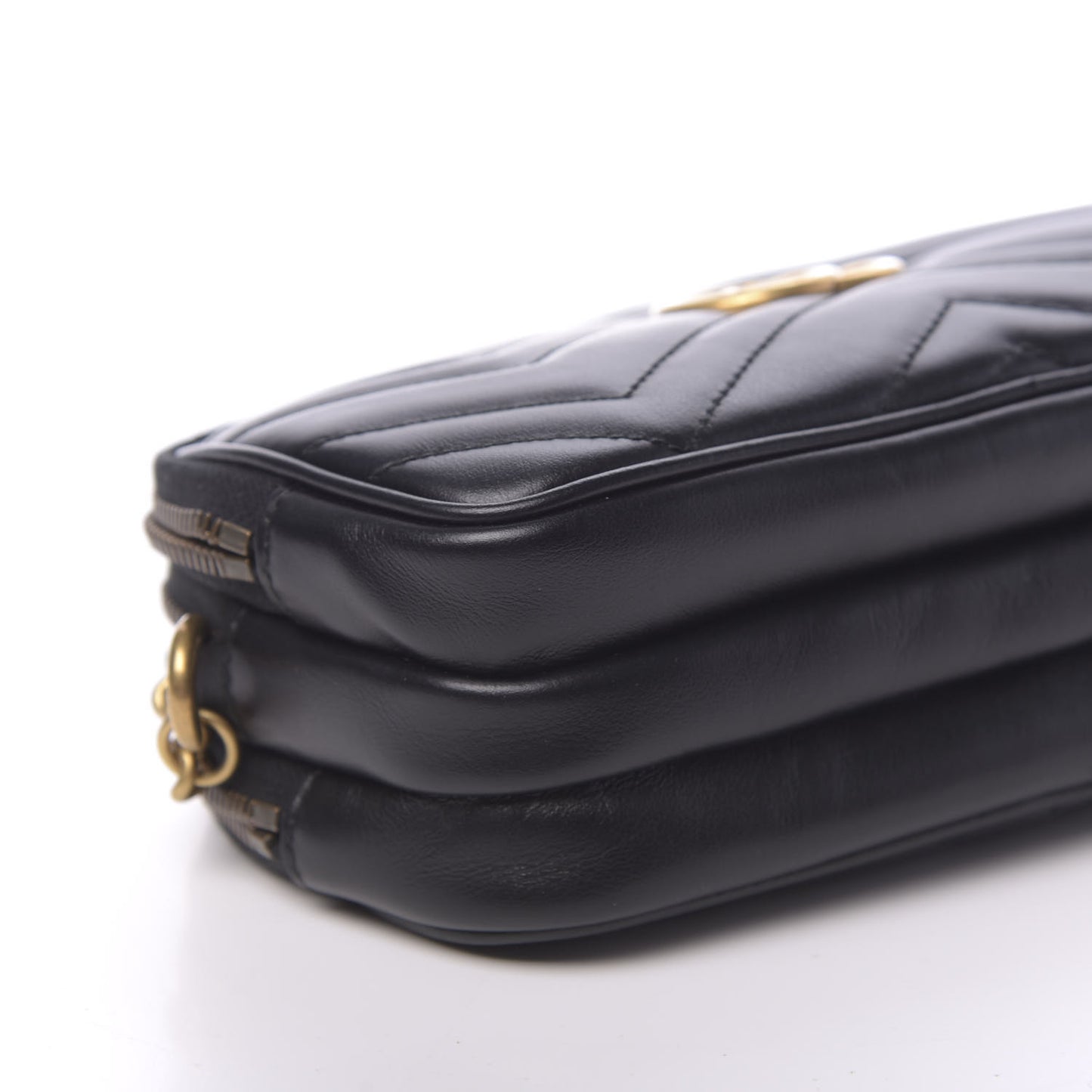 Calfskin Matelasse Mini GG Marmont Chain Crossbody Bag Black