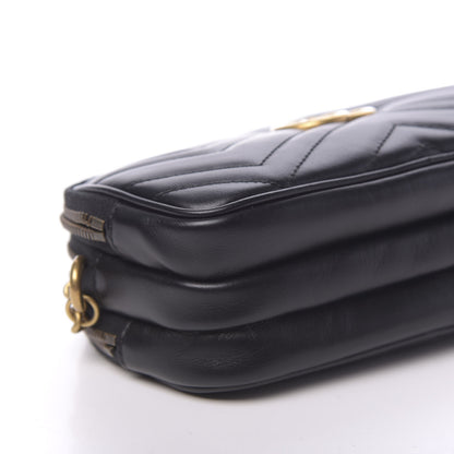 Gucci Calfskin Matelasse Mini GG Marmont Chain Crossbody Bag Black 10 of 12