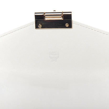 MCM Calfskin Visetos Monogram Patricia Color Block Wallet On Chain Cognac Black White 8 of 9