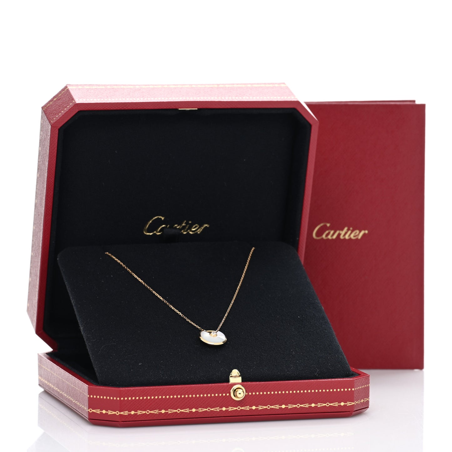 18K Yellow Gold Diamond Mother of Pearl XS Amulette de Cartier Pendant Necklace