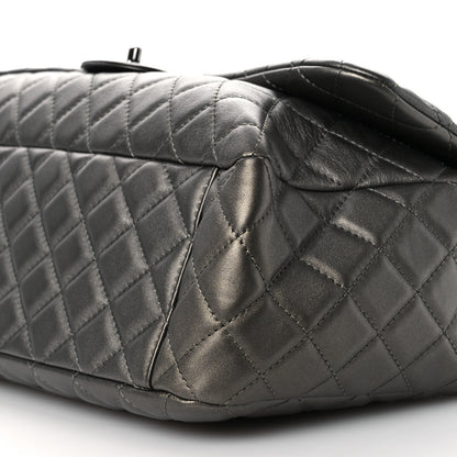 Chanel Metallic Lambskin Quilted XXL Travel Flap Bag  Dark Grey 10 of 12