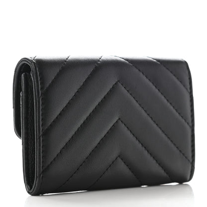 Chanel Lambskin Chevron Quilted Flap Card Holder Black 3 of 8