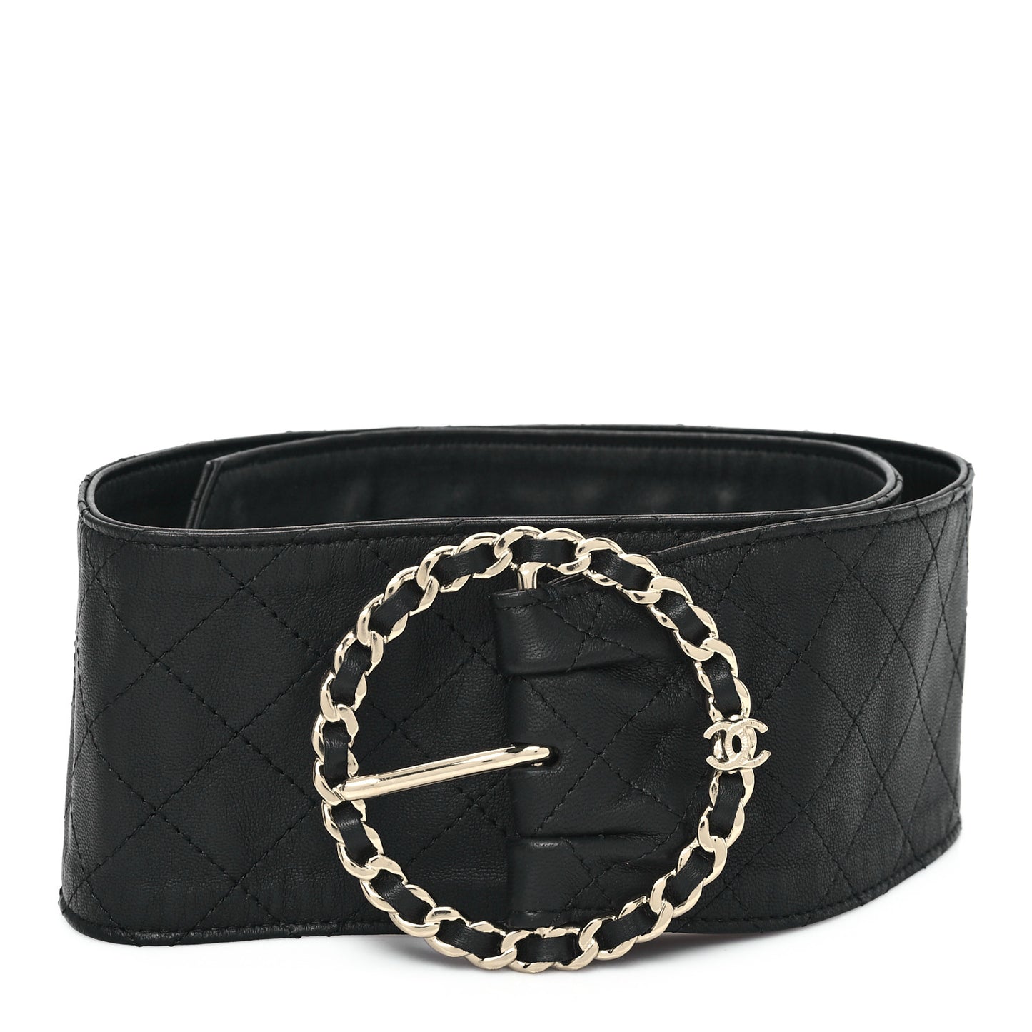 Lambskin Stitched Chain Belt 75 75 30 Black