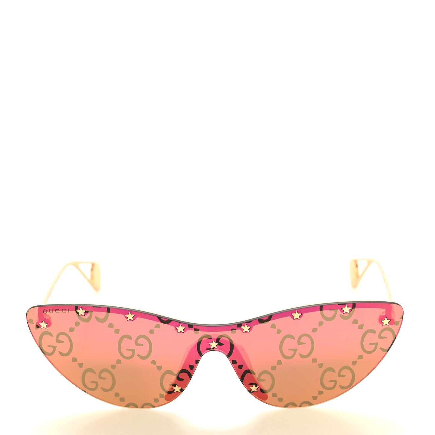 Metal Rimless Star Studded Monogram 90mm Cat Eye GG0666S Sunglasses Mirror Purple