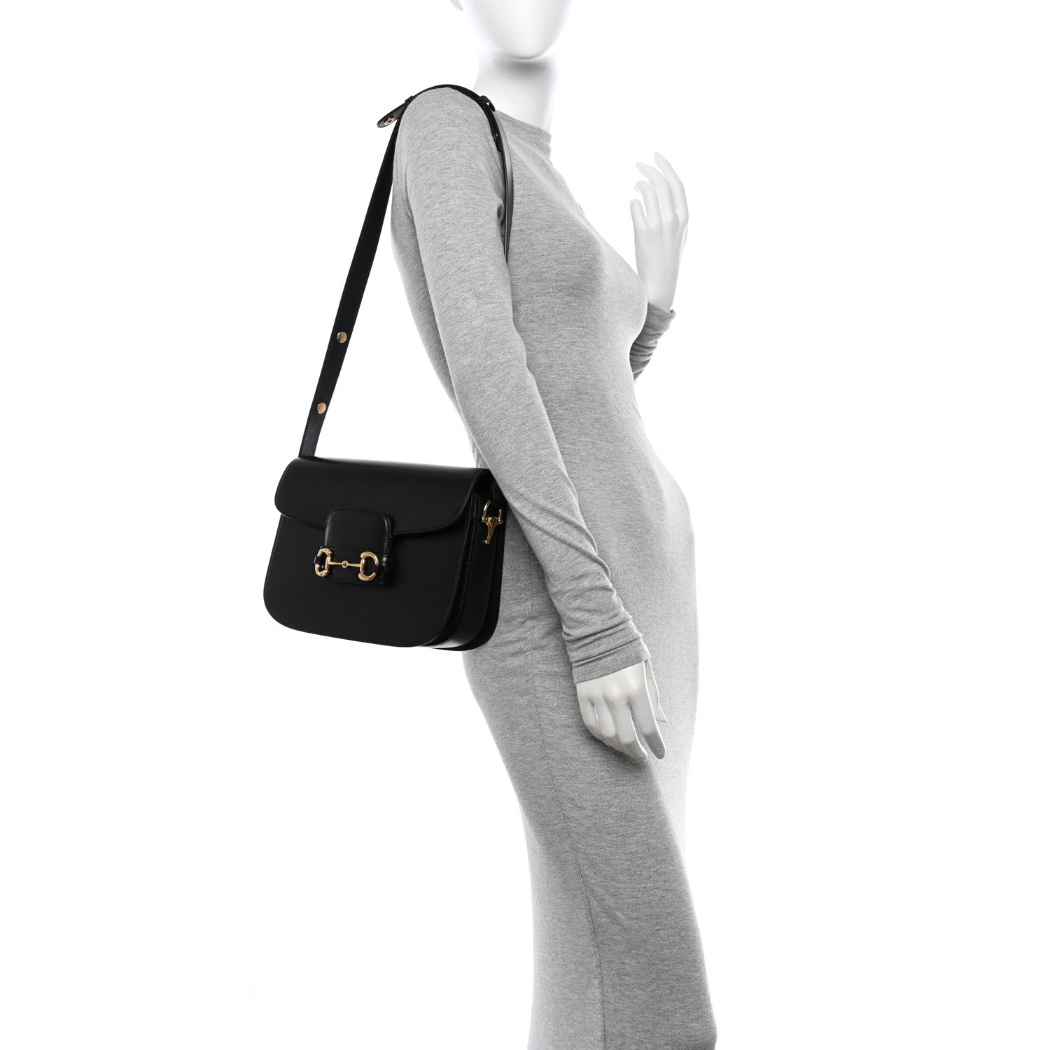 Gucci Azalea Calfskin Horsebit 1955 Shoulder Bag Black 2 of 12