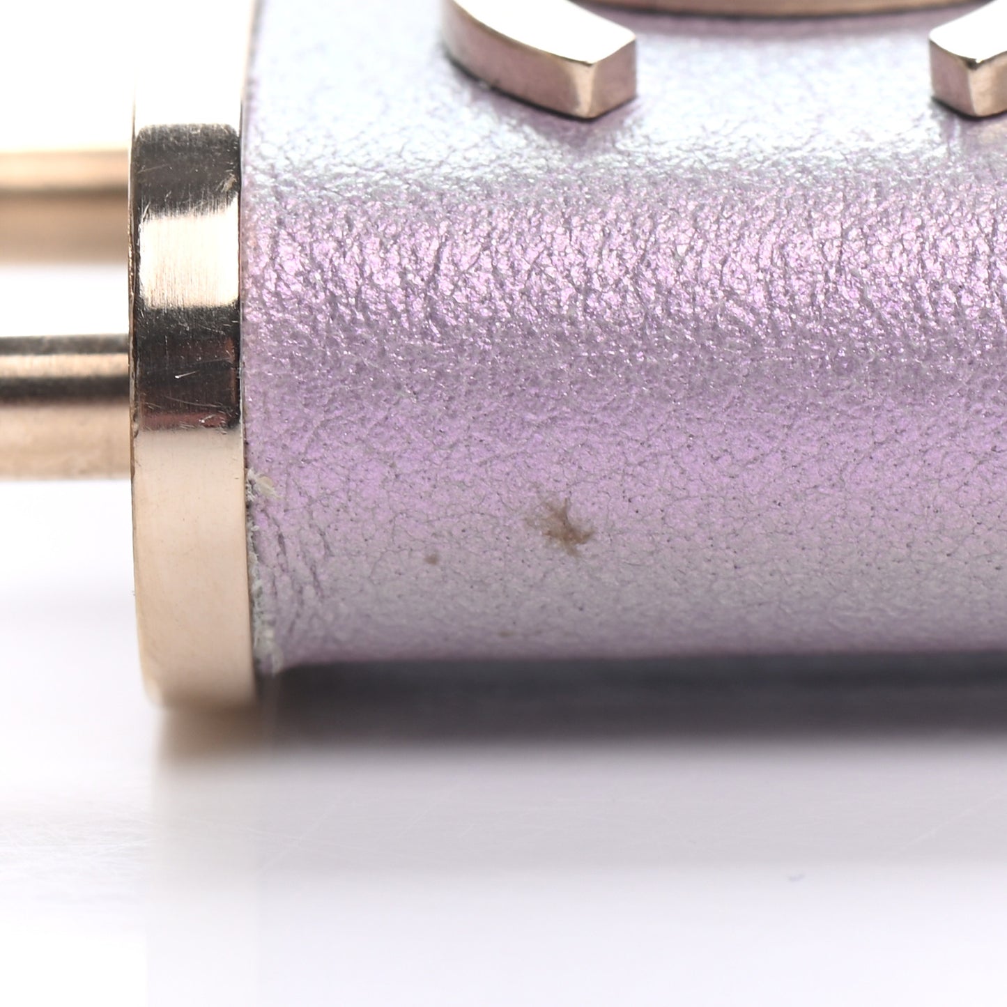 Metal Lambskin Lock Necklace Iridescent Pink