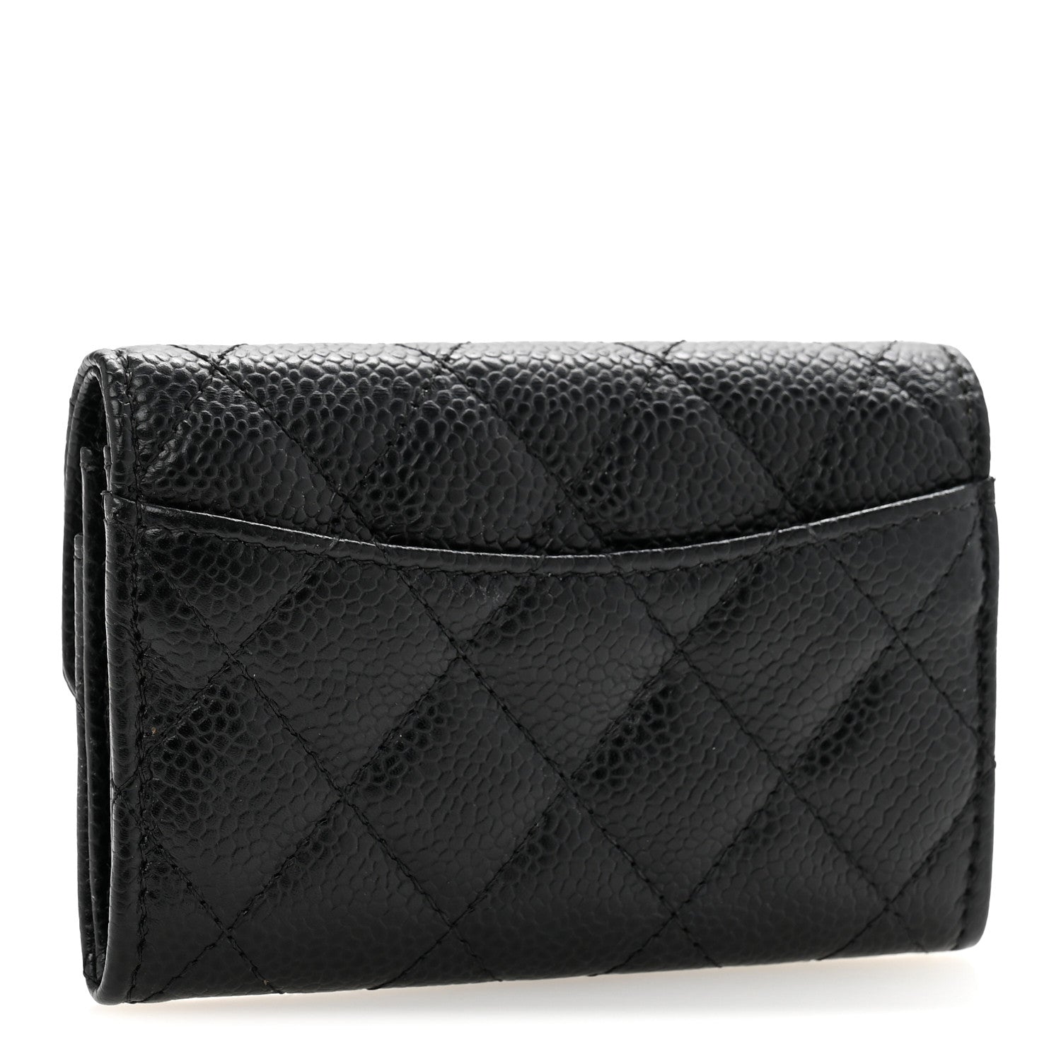 Chanel Caviar Quilted Flap Card Holder Wallet Black 3 of 12