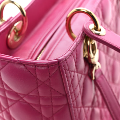 Christian Dior Lambskin Cannage Medium Lady Dior Fuchsia 13 of 16