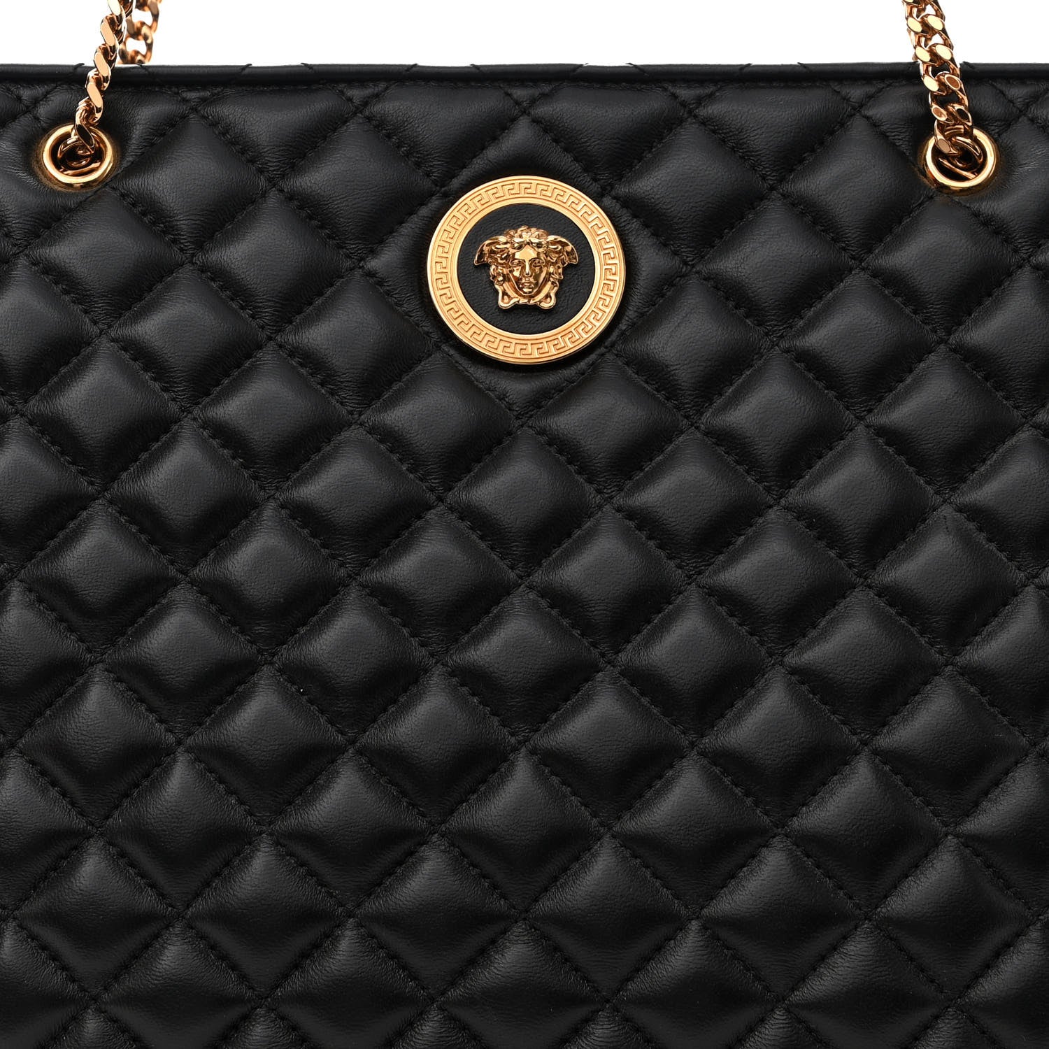 Versace Nappa Quilted La Medusa Chain Tote Black 8 of 10