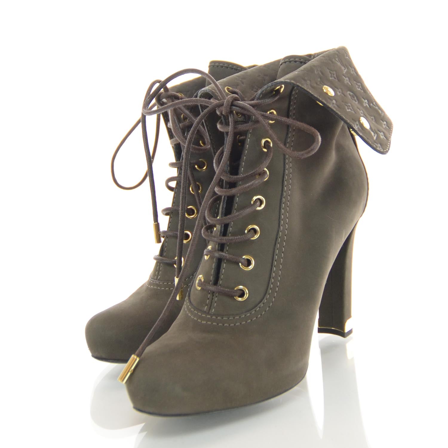Louis Vuitton Suede Lace Up Short Boots 38 Brown 3 of 7