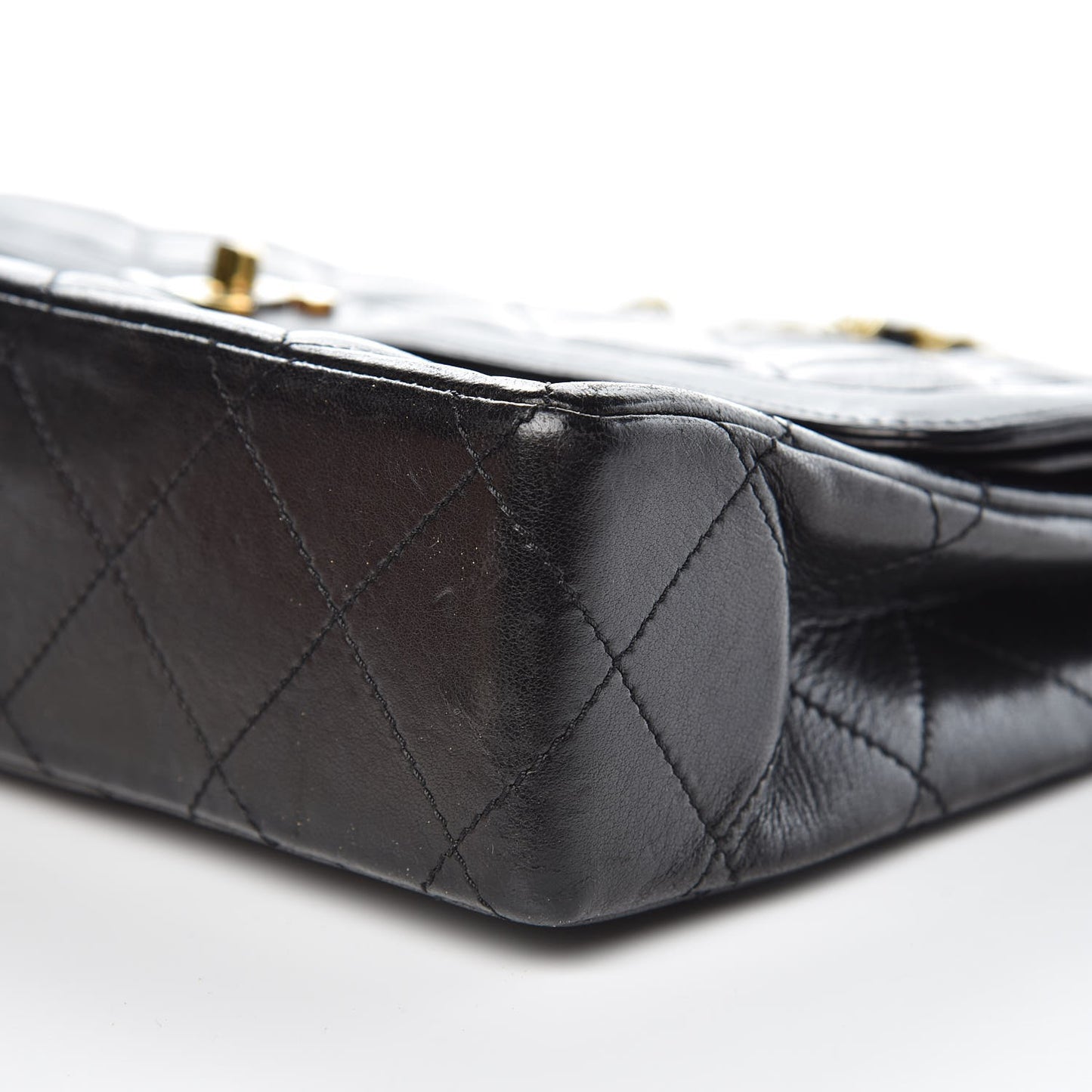 Lambskin Quilted Medium Double Flap Black