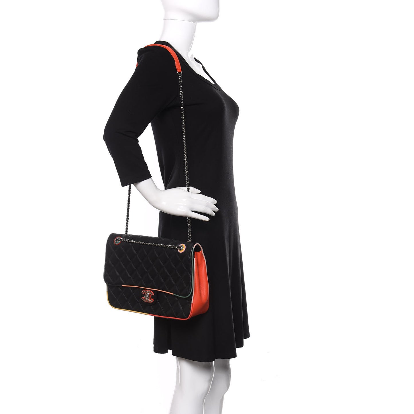 Lambskin Quilted Jumbo Cuba Color Flap Black