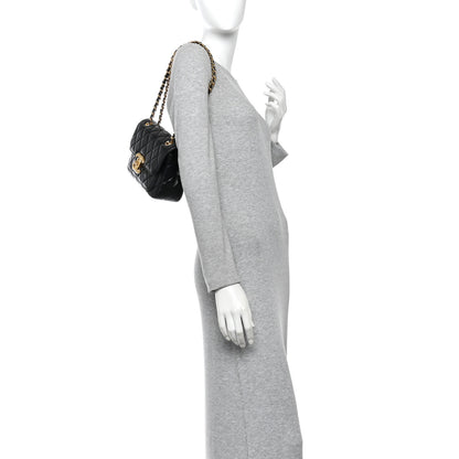 Chanel Shiny Lambskin Quilted Small Maxi CC Flap Black 2 of 10