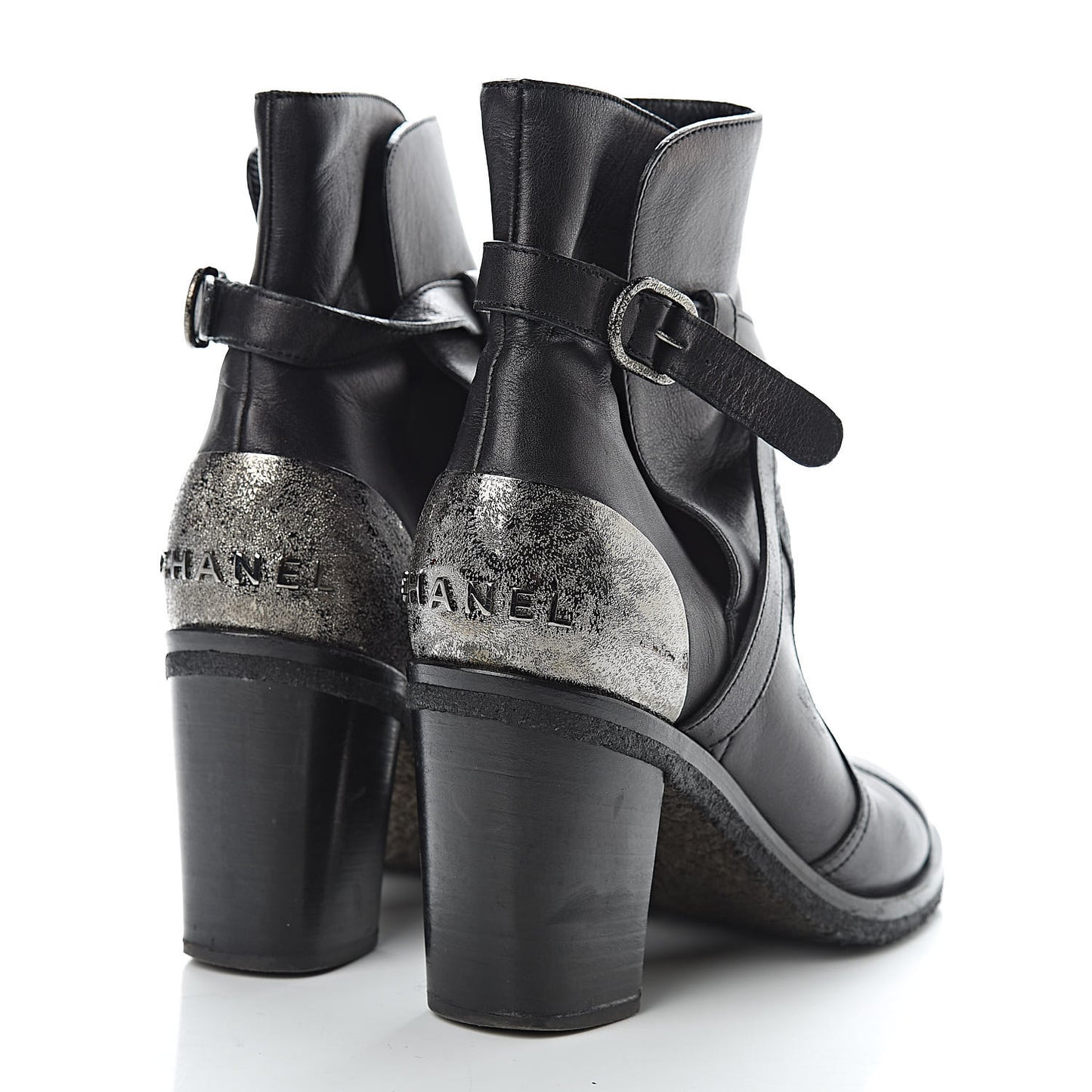 Lambskin CC Buckle Short Boots 36.5 Black