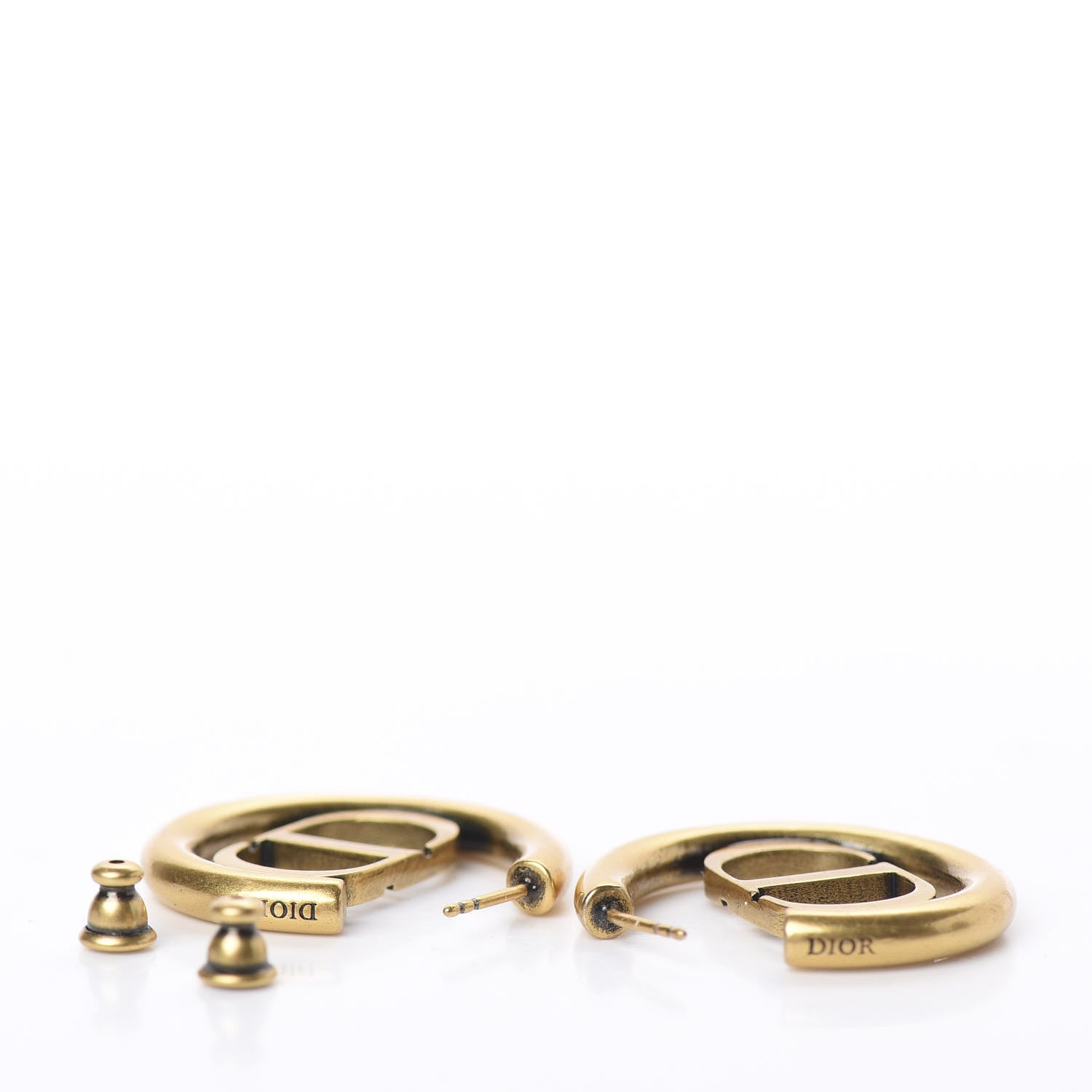 Christian Dior Metal 30 Montaigne Hoop Earrings Aged Gold 4 of 5