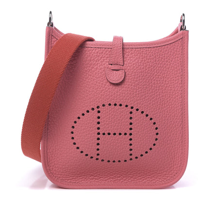Hermes Taurillon Clemence Amazone Evelyne TPM Rose Azalee Rouge Pivoine 1 of 11